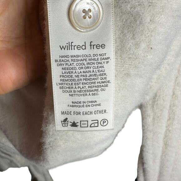 WILFRED FREE Plunge V-Neck Brushed Fleece Button Down Ribbed Cardigan Size XS - Picture 6 of 7